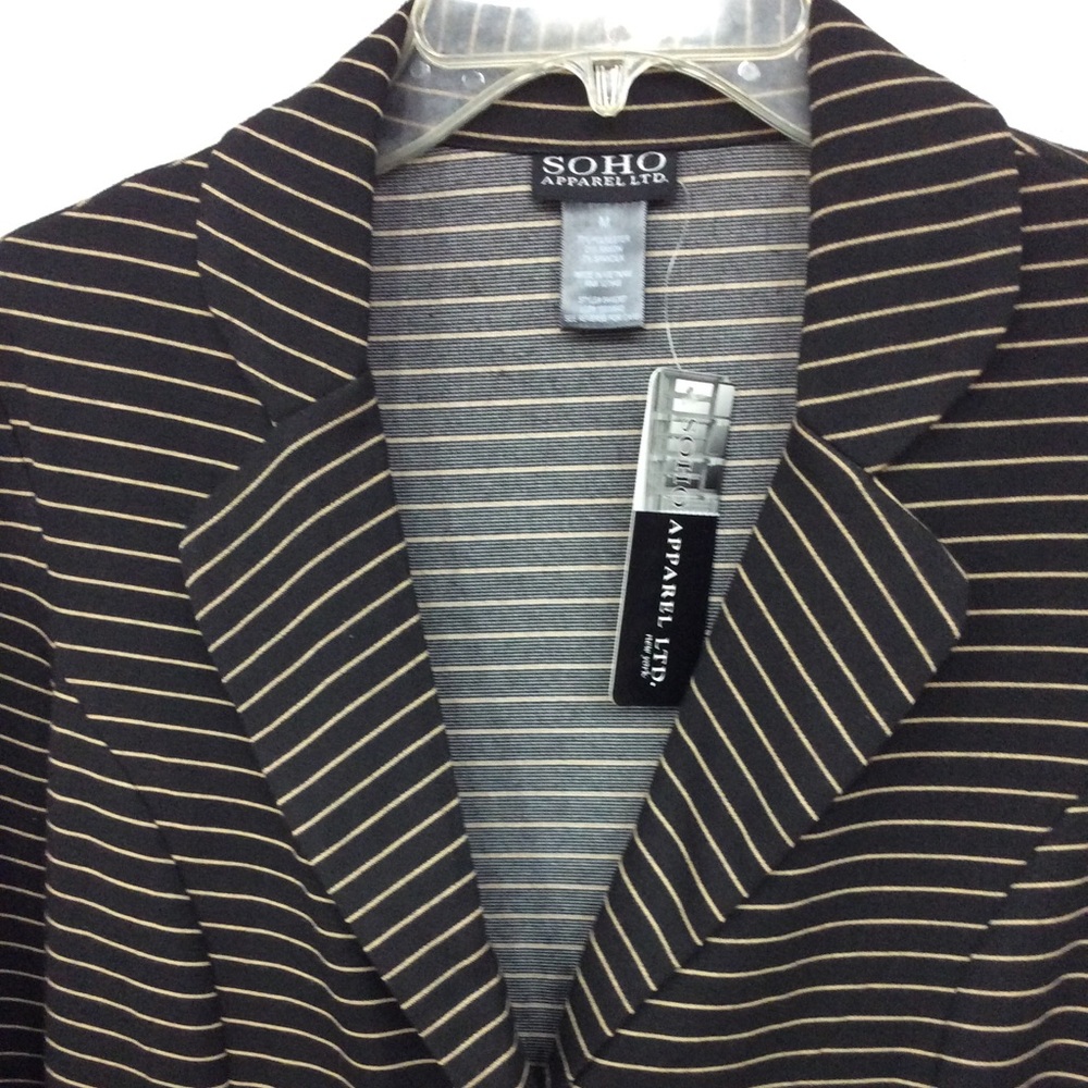SOHO Apparel Medium Black With Tan Stripes Jacket
